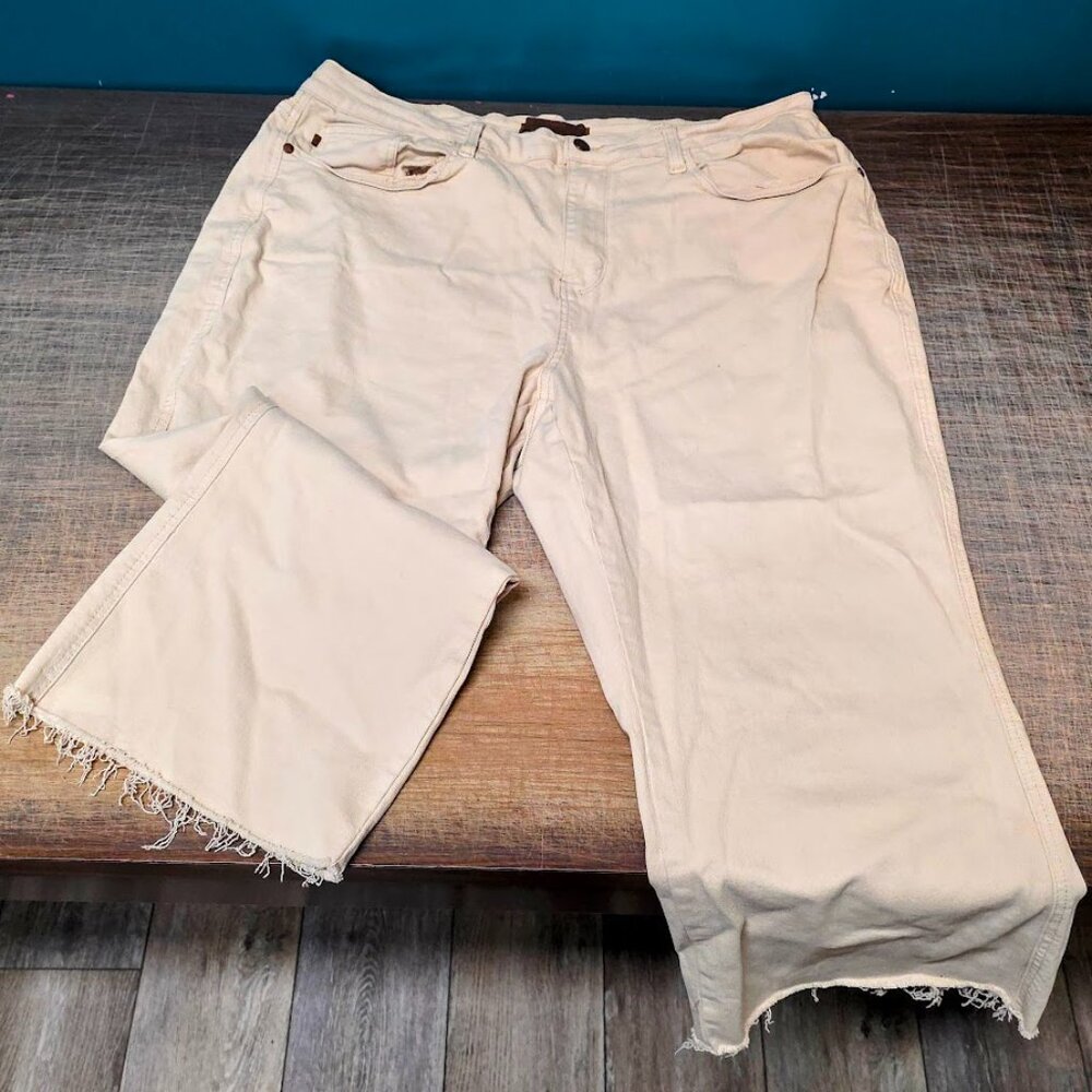 High Waist Garment Dyed Crop Wide Leg Size 22